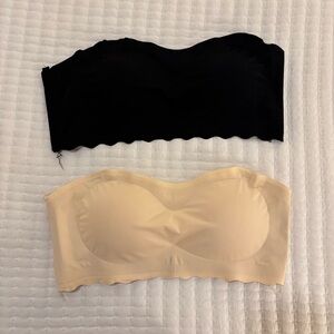 Black and Cream Strapless Bra Set